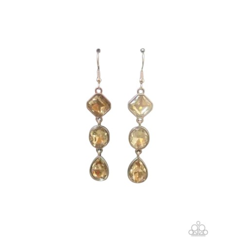 Reflective Rhinestones Brown Earring